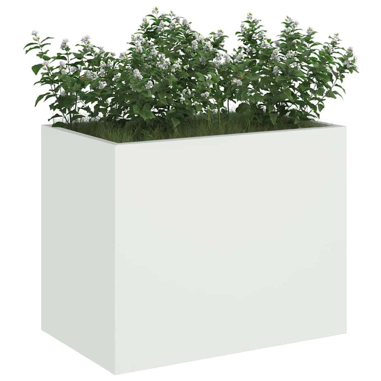 Vidaxl Gartenblumentopf weiß 50 x 32 x 40 cm kaltgewalzter Stahl