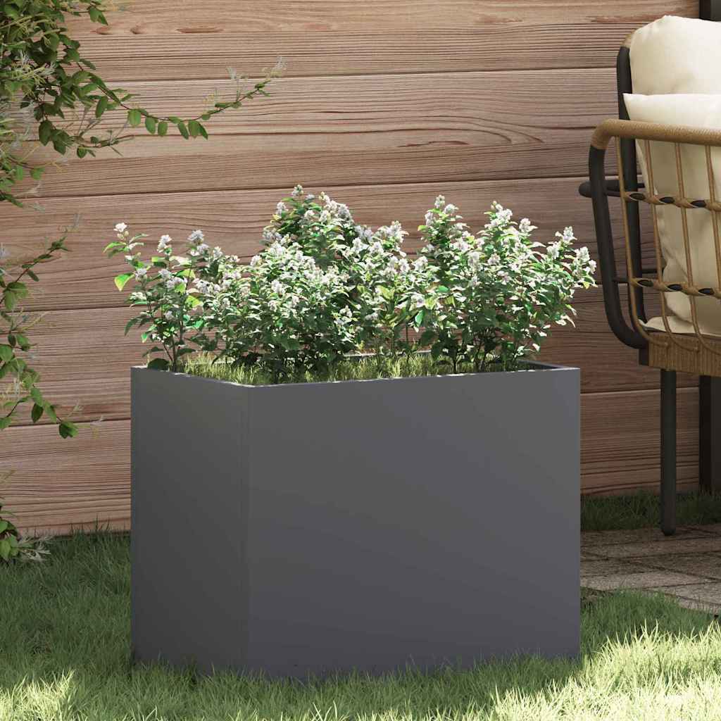 Vidaxl Gartenblumentopf Anthrazit 50 x 32 x 40 cm kaltgewalzter Stahl