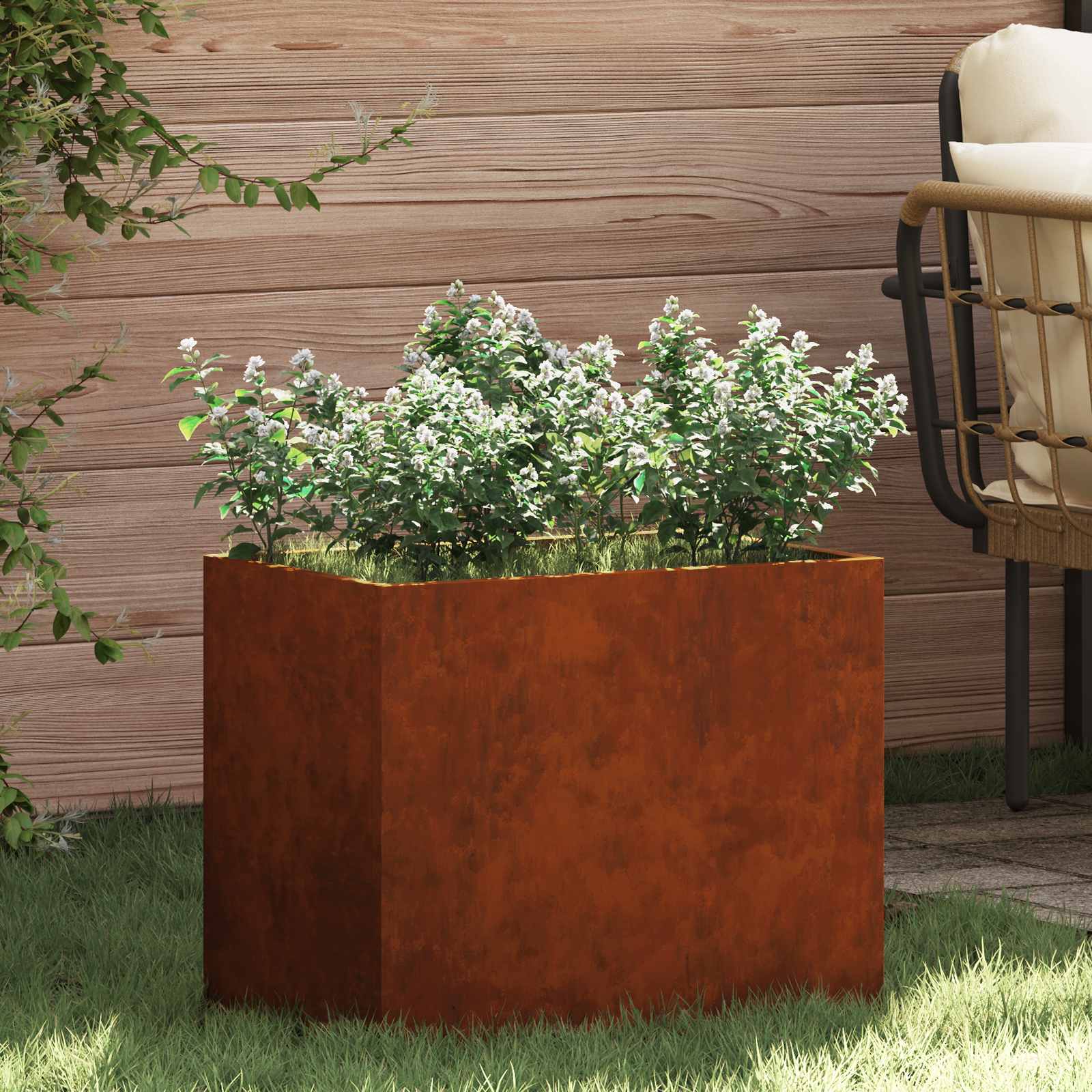 Vidaxl Gartenblumentopf Cortenstahl 50 x 32 x 40 cm Cortenstahl