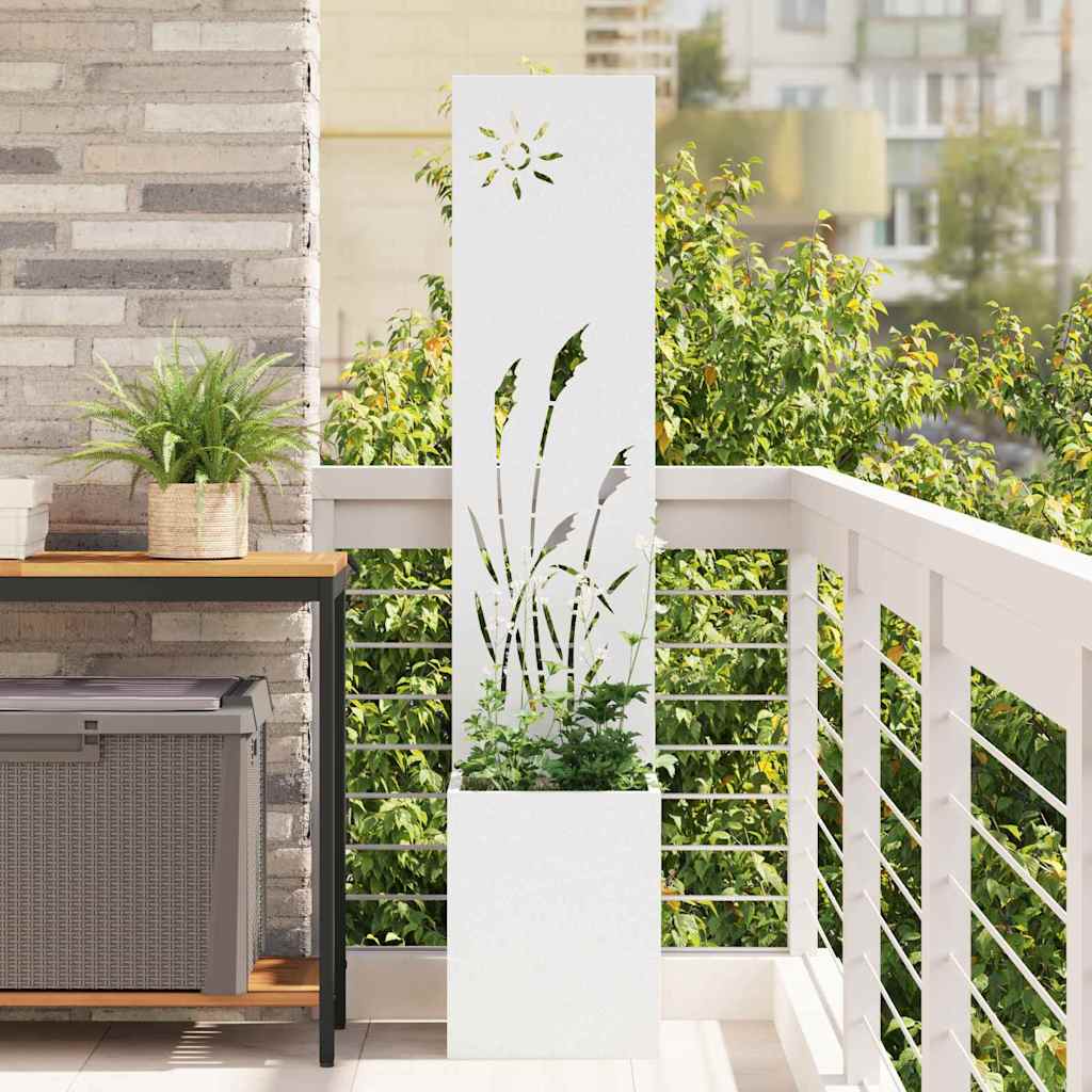 VidaXL Garten-Sichtschutz Laubsägearbeit weiß 32 x 140 cm kaltgewalzter Stahl