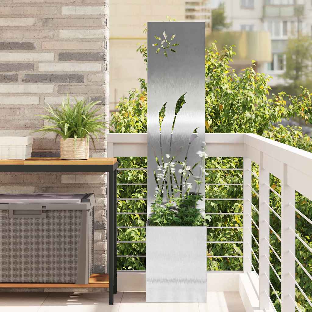 VidaXL Garten-Sichtschutz Laubsägewerk Silber 32 x 140 cm Edelstahl