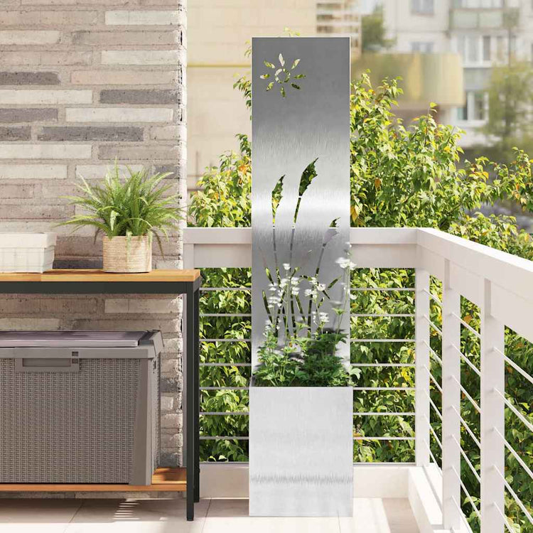 VidaXL Garten-Sichtschutz Laubsägewerk Silber 32 x 140 cm Edelstahl