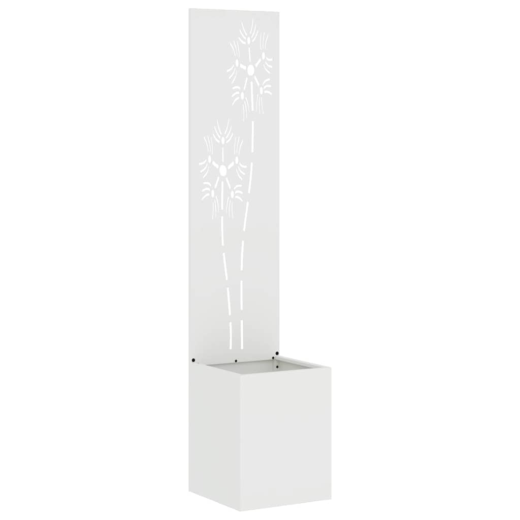 VidaXL Garten-Sichtschutz Blumen weiß 32 x 140 cm kaltgewalzter Stahl