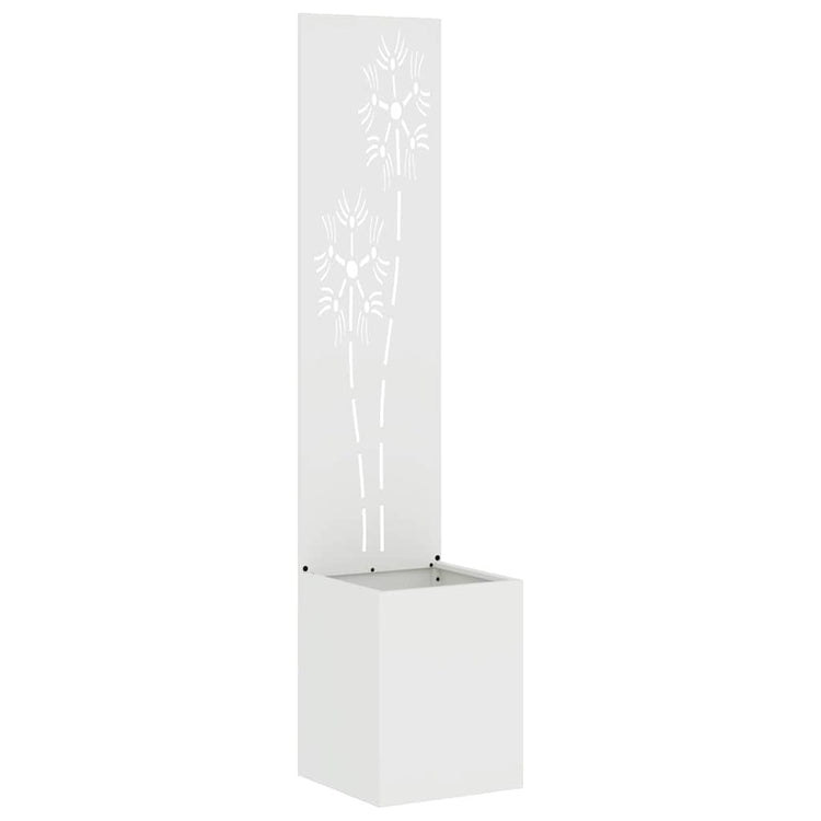 VidaXL Garten-Sichtschutz Blumen weiß 32 x 140 cm kaltgewalzter Stahl