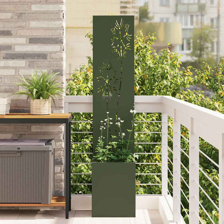 Vidaxxl Garten-Sichtschutz Olivgrün 32 x 140 cm kaltgewalzter Stahl