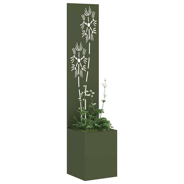 Vidaxxl Garten-Sichtschutz Olivgrün 32 x 140 cm kaltgewalzter Stahl