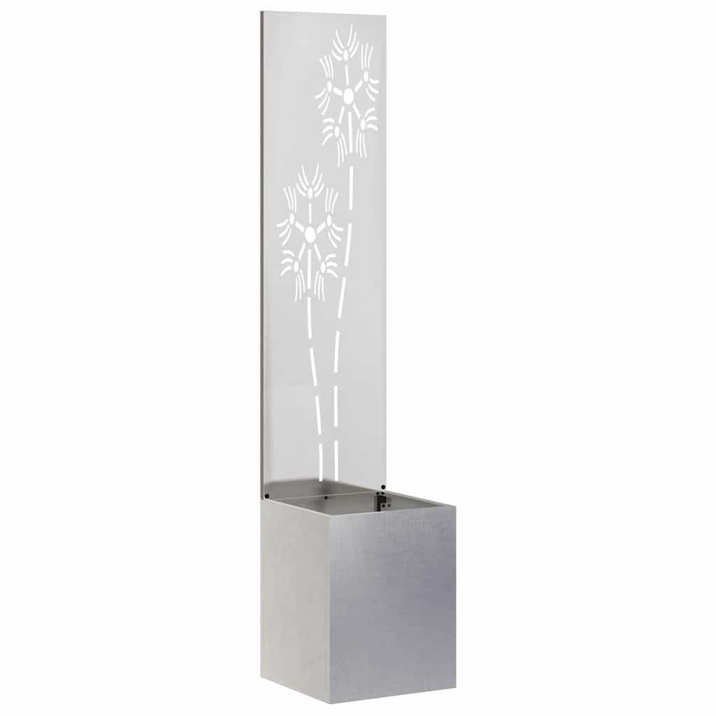 VidaXL Garten-Sichtschutz Blumen Silber 32 x 140 cm Edelstahl