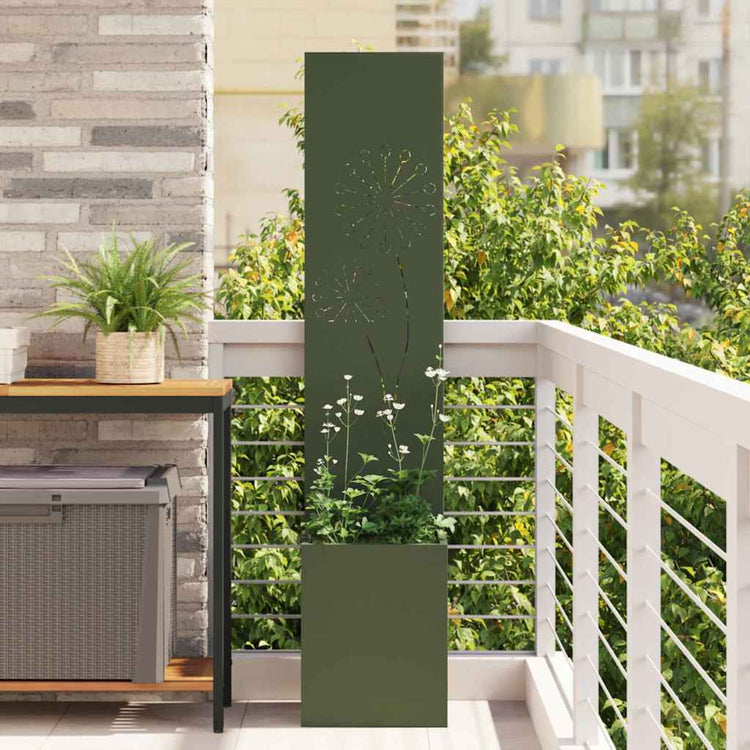 Vidaxxl Garten-Sichtschutz Olivgrün 32 x 140 cm kaltgewalzter Stahl