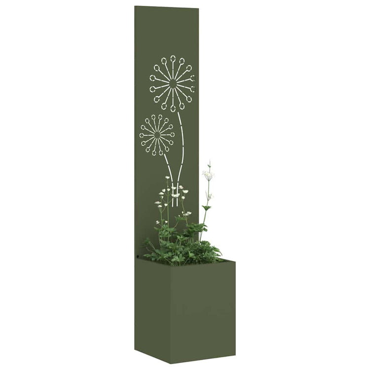 Vidaxxl Garten-Sichtschutz Olivgrün 32 x 140 cm kaltgewalzter Stahl