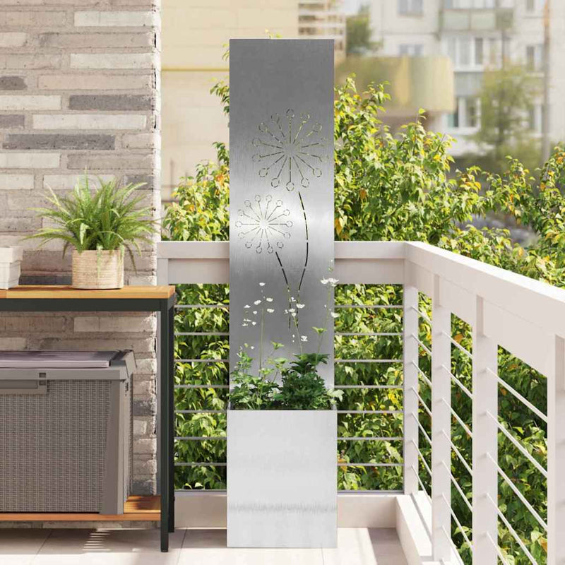 VidaXL Garten-Sichtschutz Laubsägewerk Silber 32 x 140 cm Edelstahl