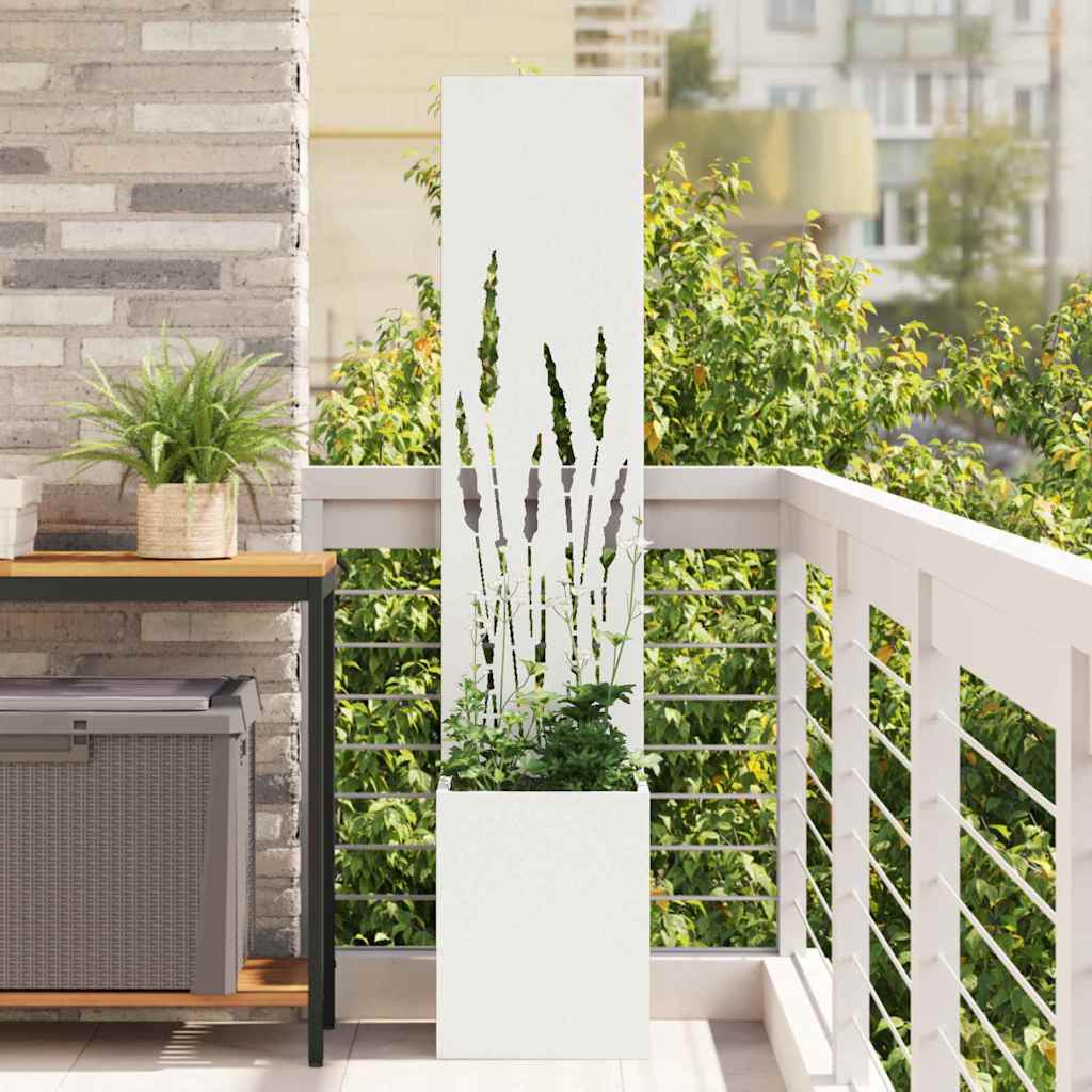 VidaXL Garten-Sichtschutz Laubsägearbeit weiß 32 x 140 cm kaltgewalzter Stahl