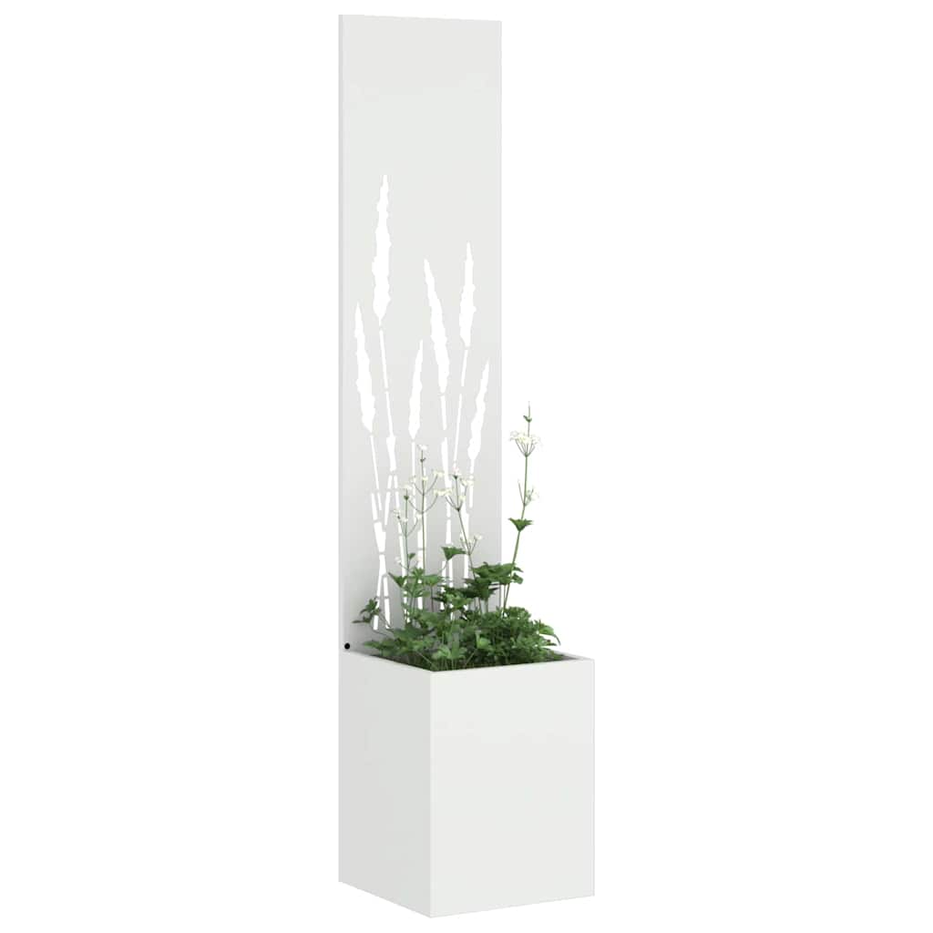 VidaXL Garten-Sichtschutz Laubsägearbeit weiß 32 x 140 cm kaltgewalzter Stahl