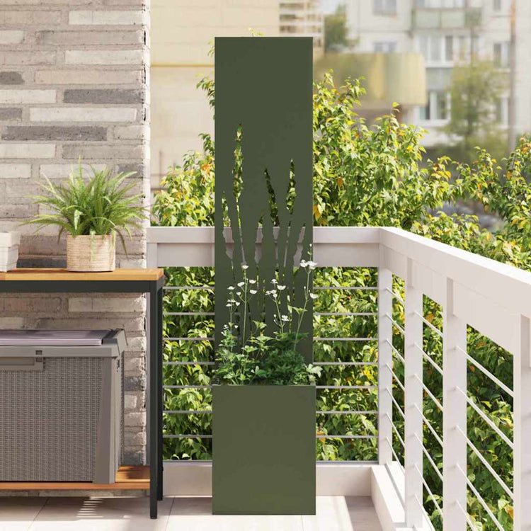 Vidaxxl Garten-Sichtschutz Olivgrün 32 x 140 cm kaltgewalzter Stahl