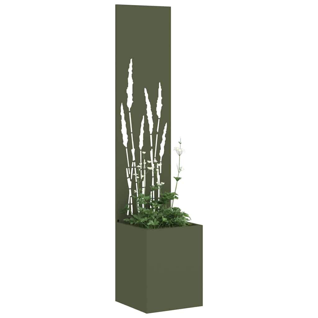 Vidaxxl Garten-Sichtschutz Olivgrün 32 x 140 cm kaltgewalzter Stahl