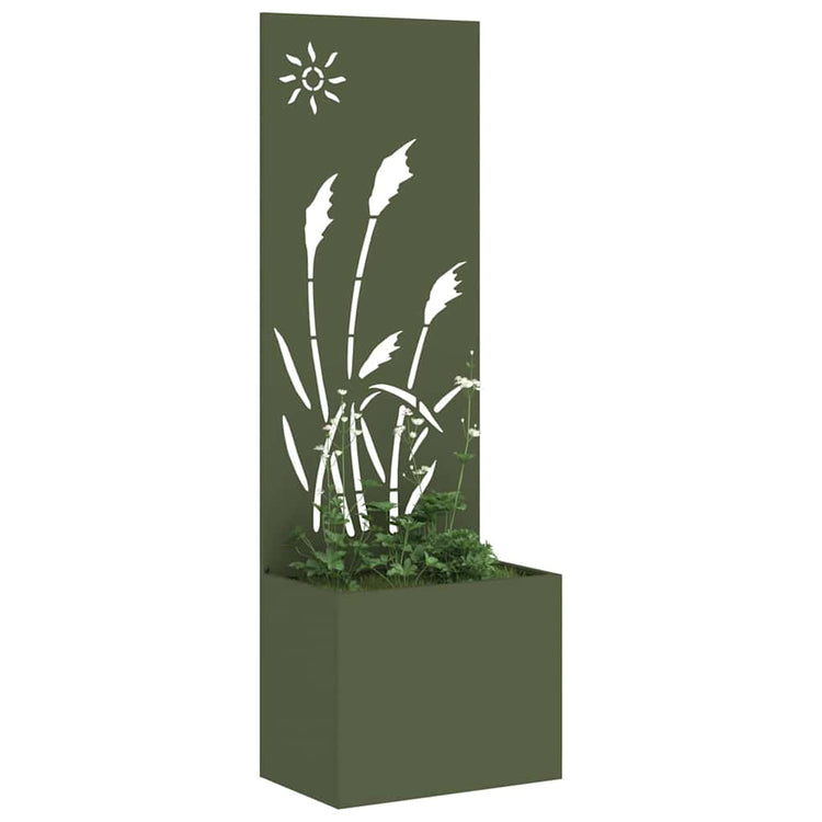 Vidaxxl Garten-Sichtschutz Olivgrün 50 x 140 cm kaltgewalzter Stahl