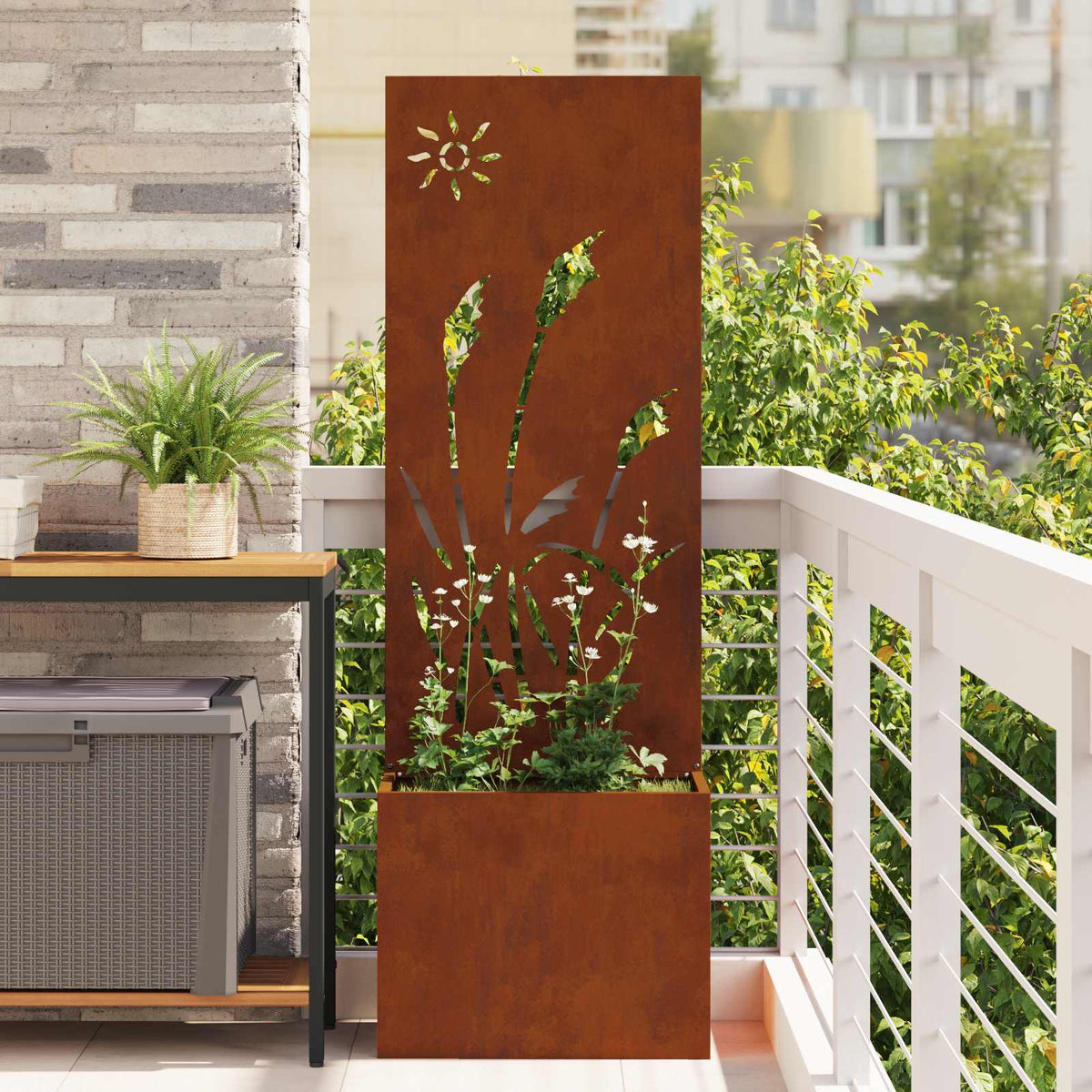 Vidaxxl Garten-Sichtschutz Laubsägearbeit rostig 50 x 140 cm Cortenstahl