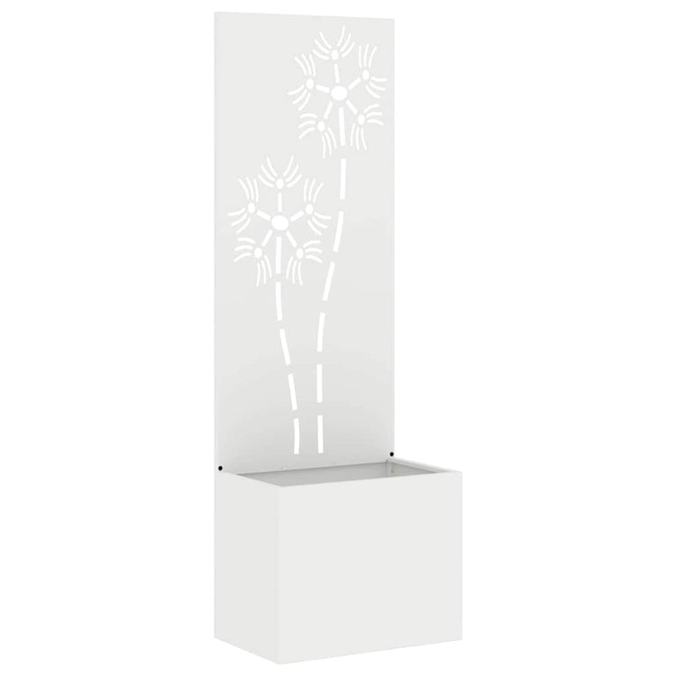 Vidaxxl Garten-Sichtschutz Blumen weiß 50 x 140 cm kaltgewalzter Stahl
