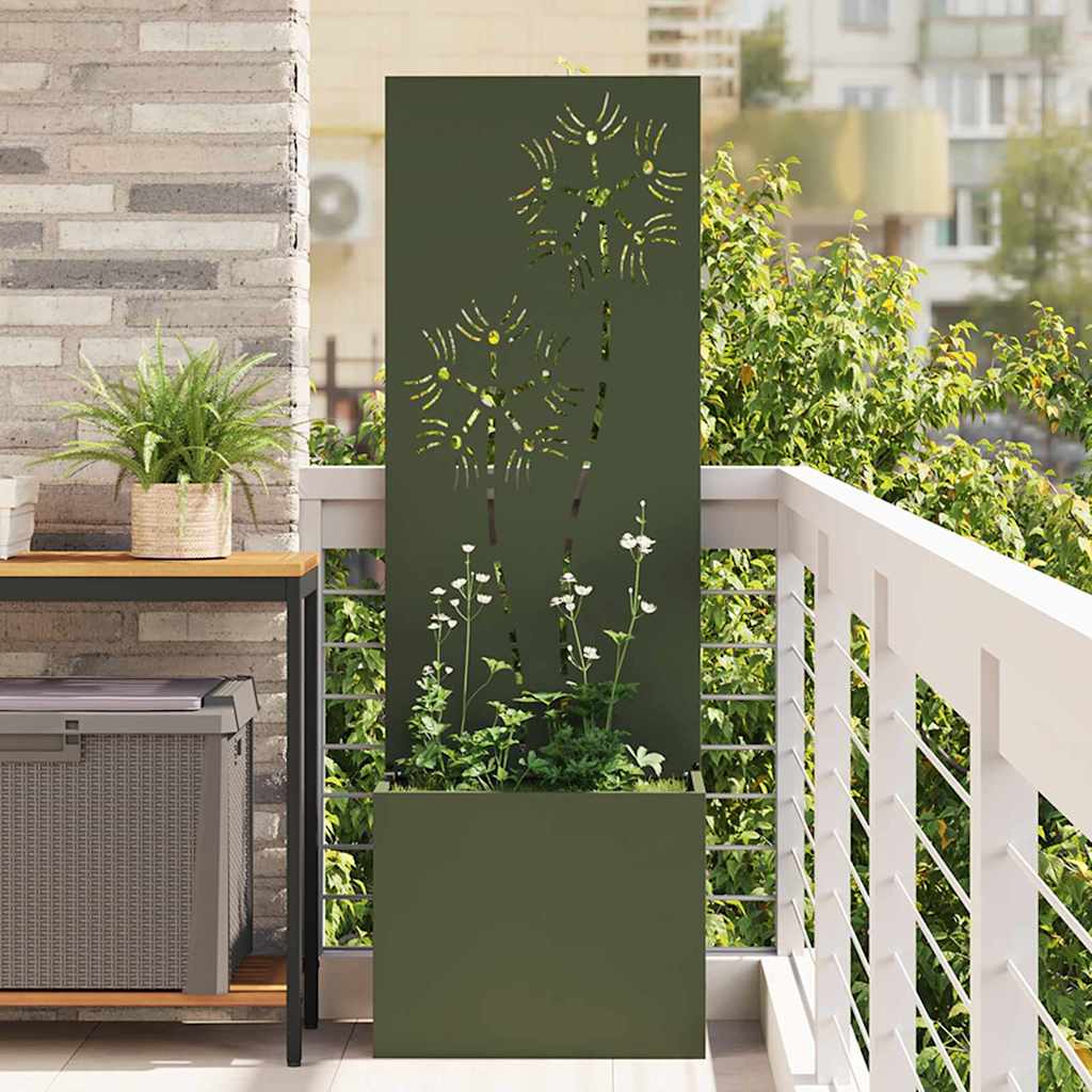 Vidaxxl Garten-Sichtschutz Olivgrün 50 x 140 cm kaltgewalzter Stahl