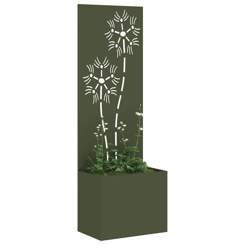 Vidaxxl Garten-Sichtschutz Olivgrün 50 x 140 cm kaltgewalzter Stahl