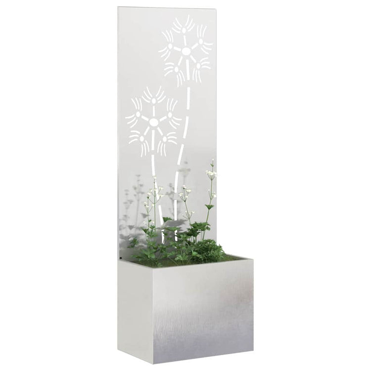 Vidaxxl Garten-Sichtschutz Blumen Silber 50 x 140 cm Edelstahl
