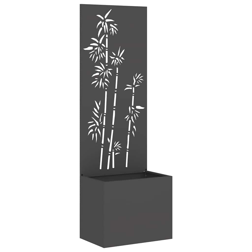 Vidaxxl Garten-Sichtschutz Blumen schwarz 50 x 140 cm kaltgewalzter Stahl