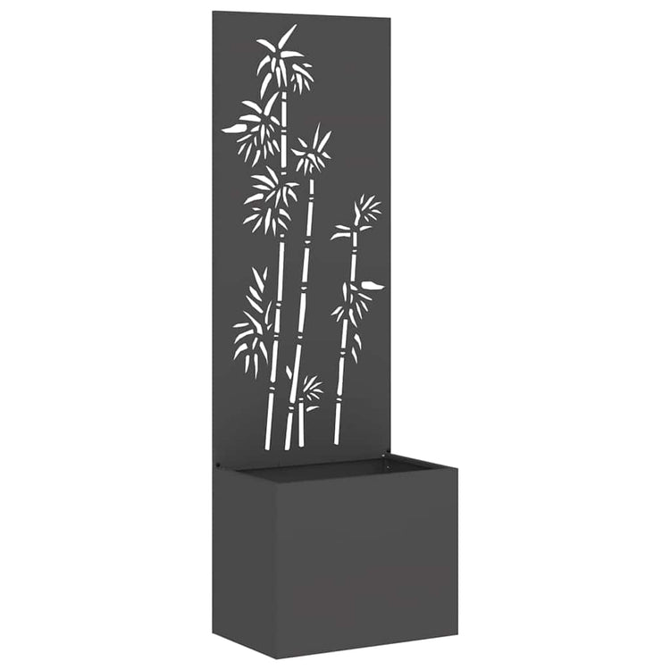 Vidaxxl Garten-Sichtschutz Blumen schwarz 50 x 140 cm kaltgewalzter Stahl