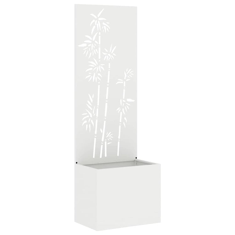 Vidaxxl Garten-Sichtschutz Blumen weiß 50 x 140 cm kaltgewalzter Stahl