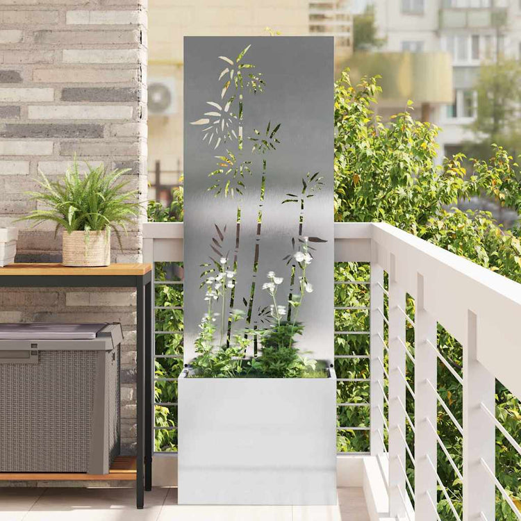 Vidaxxl Garten-Sichtschutz Blumen Silber 50 x 140 cm Edelstahl