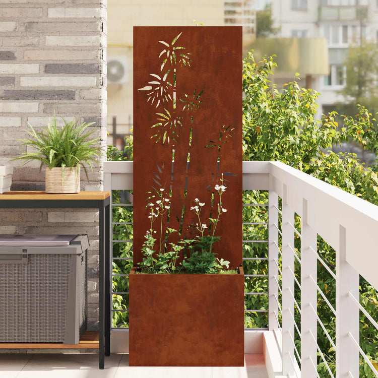 Vidaxxl Garten-Sichtschutz Blumen rostig 50 x 140 cm Cortenstahl