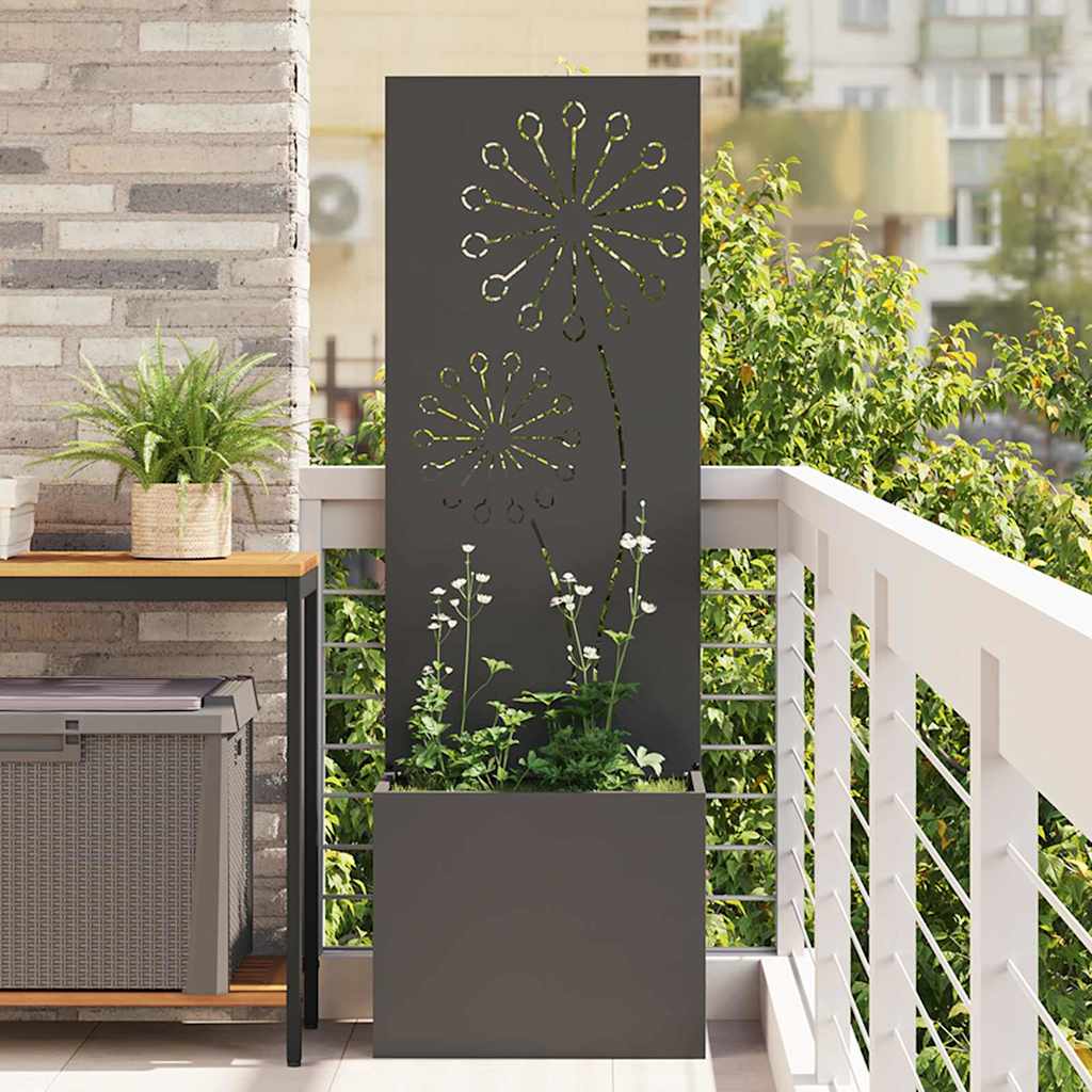 Vidaxxl Garten-Sichtschutz schwarz 50 x 140 cm kaltgewalzter Stahl