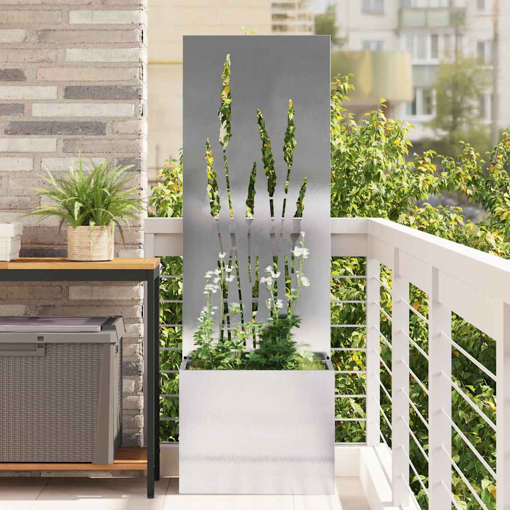 VidaXL Garten-Sichtschutz Laubsägewerk Silber 50 x 140 cm Edelstahl