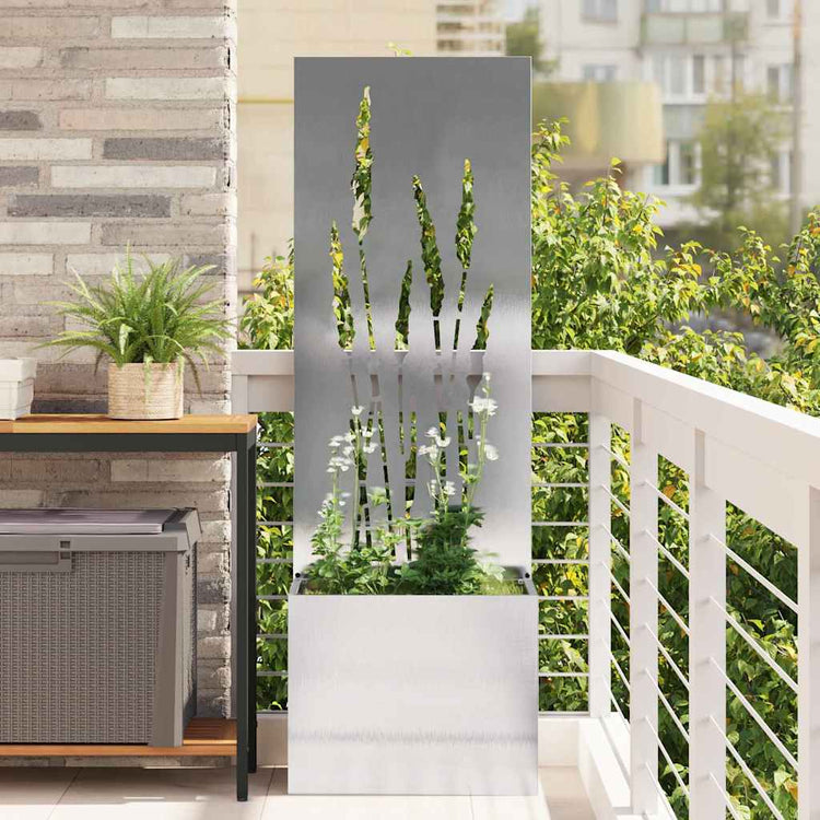 VidaXL Garten-Sichtschutz Laubsägewerk Silber 50 x 140 cm Edelstahl