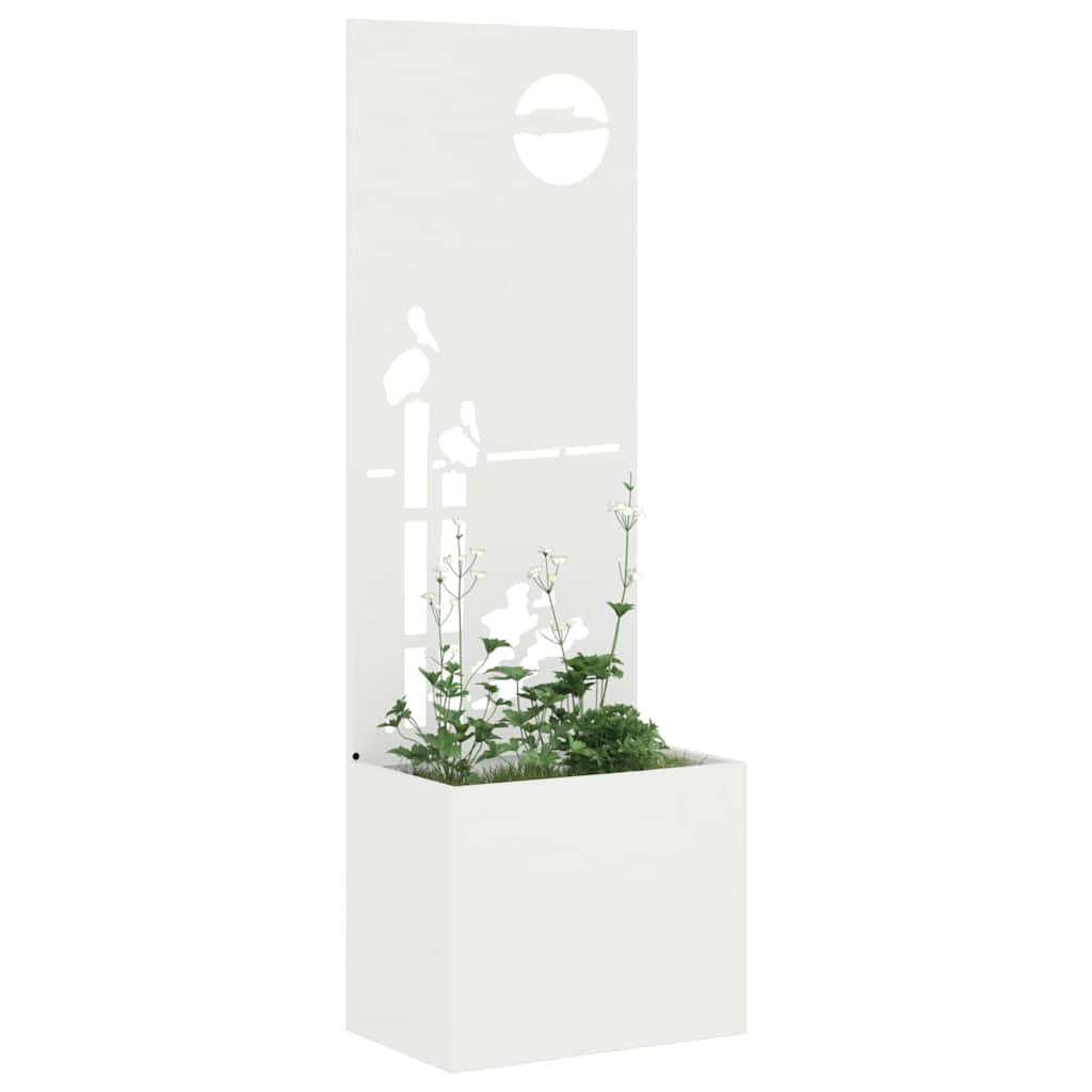 VidaXL Garten-Sichtschutz Laubsägearbeit weiß 50 x 140 cm kaltgewalzter Stahl