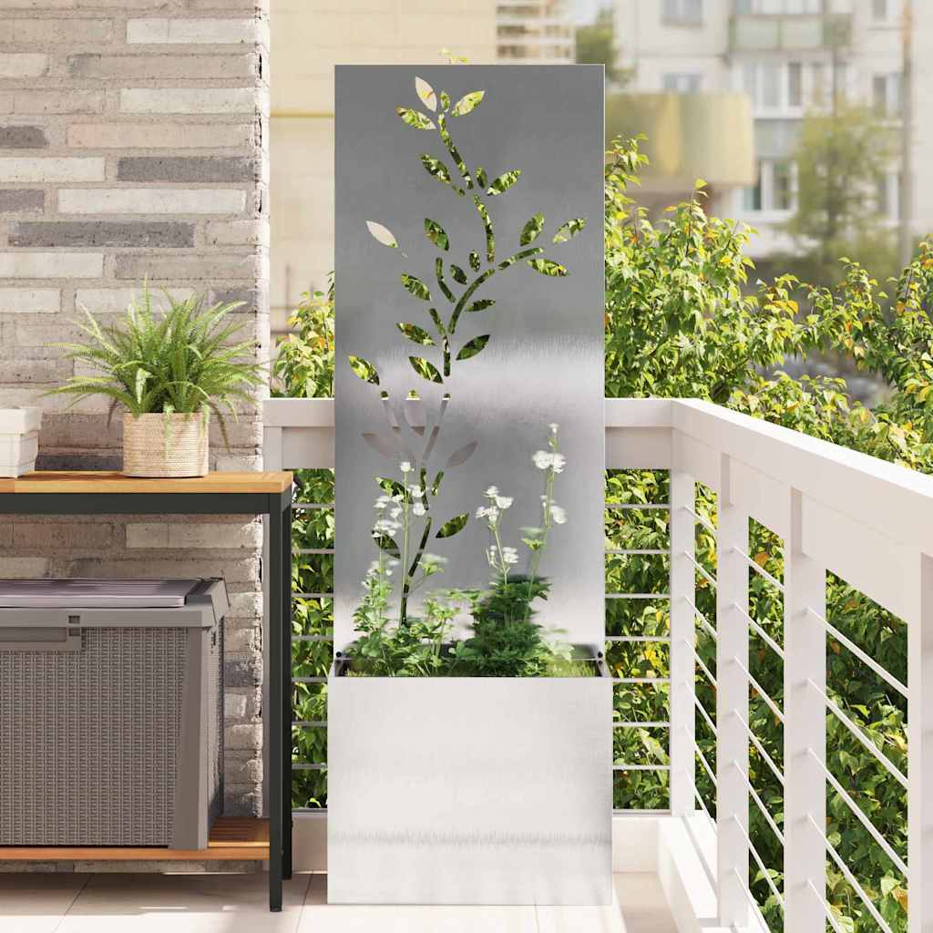 Vidaxxl Garten-Sichtschutz Blumen Silber 50 x 140 cm Edelstahl