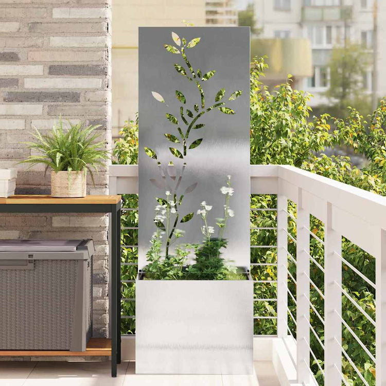 Vidaxxl Garten-Sichtschutz Blumen Silber 50 x 140 cm Edelstahl
