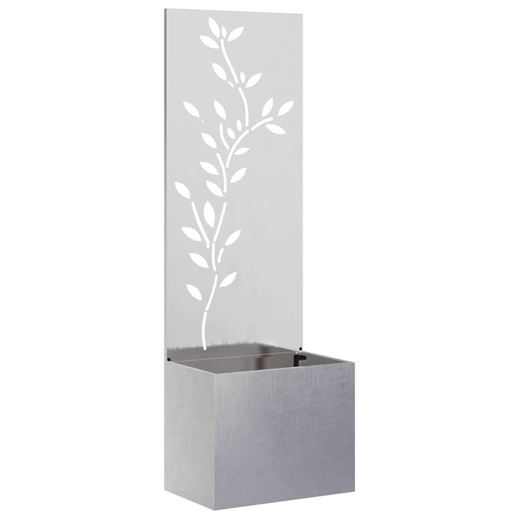 Vidaxxl Garten-Sichtschutz Blumen Silber 50 x 140 cm Edelstahl