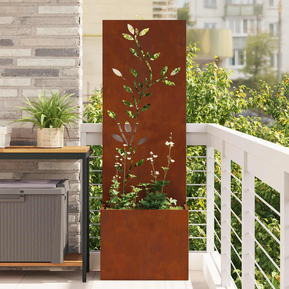 Vidaxxl Garten-Sichtschutz Blumen rostig 50 x 140 cm Cortenstahl