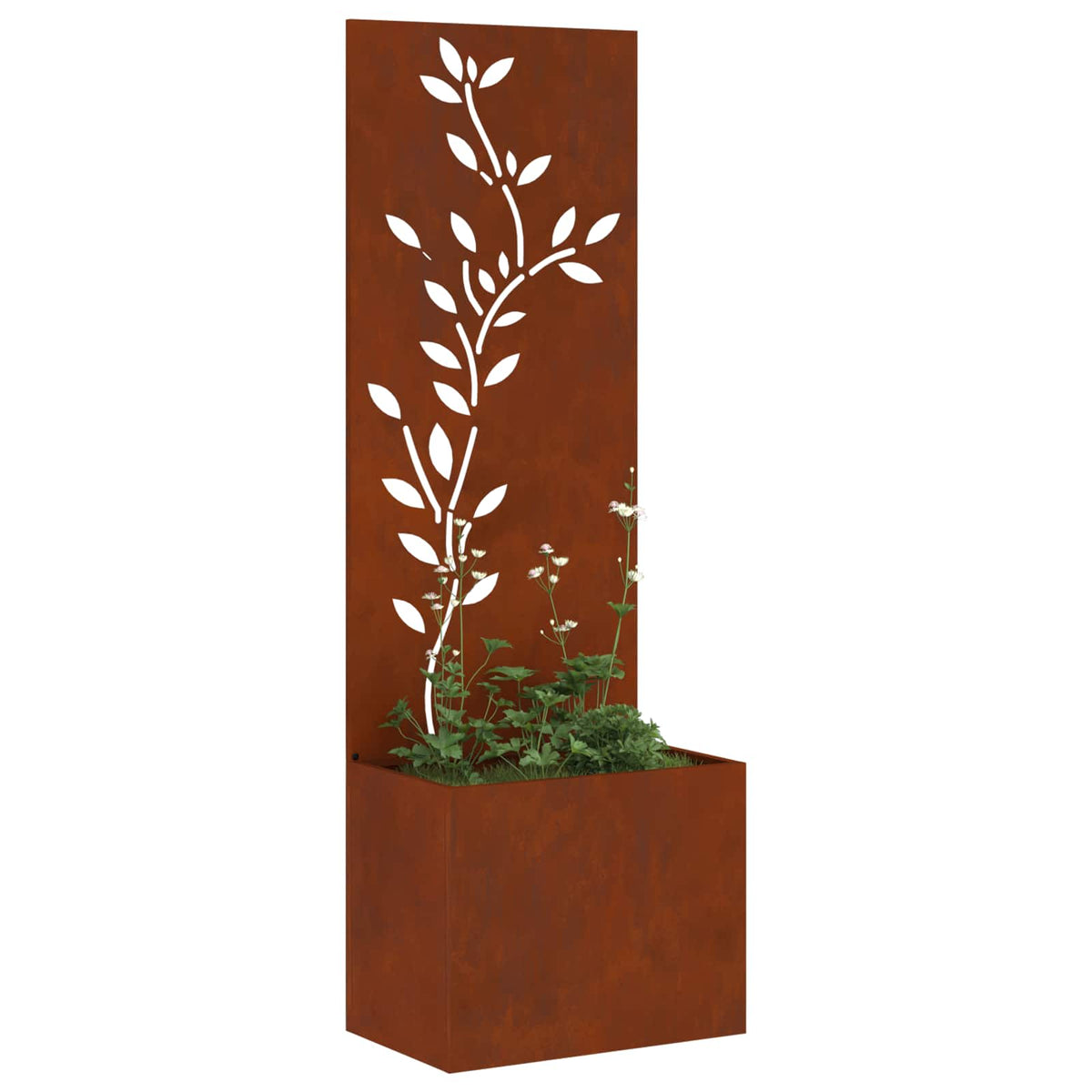 Vidaxxl Garten-Sichtschutz Blumen rostig 50 x 140 cm Cortenstahl