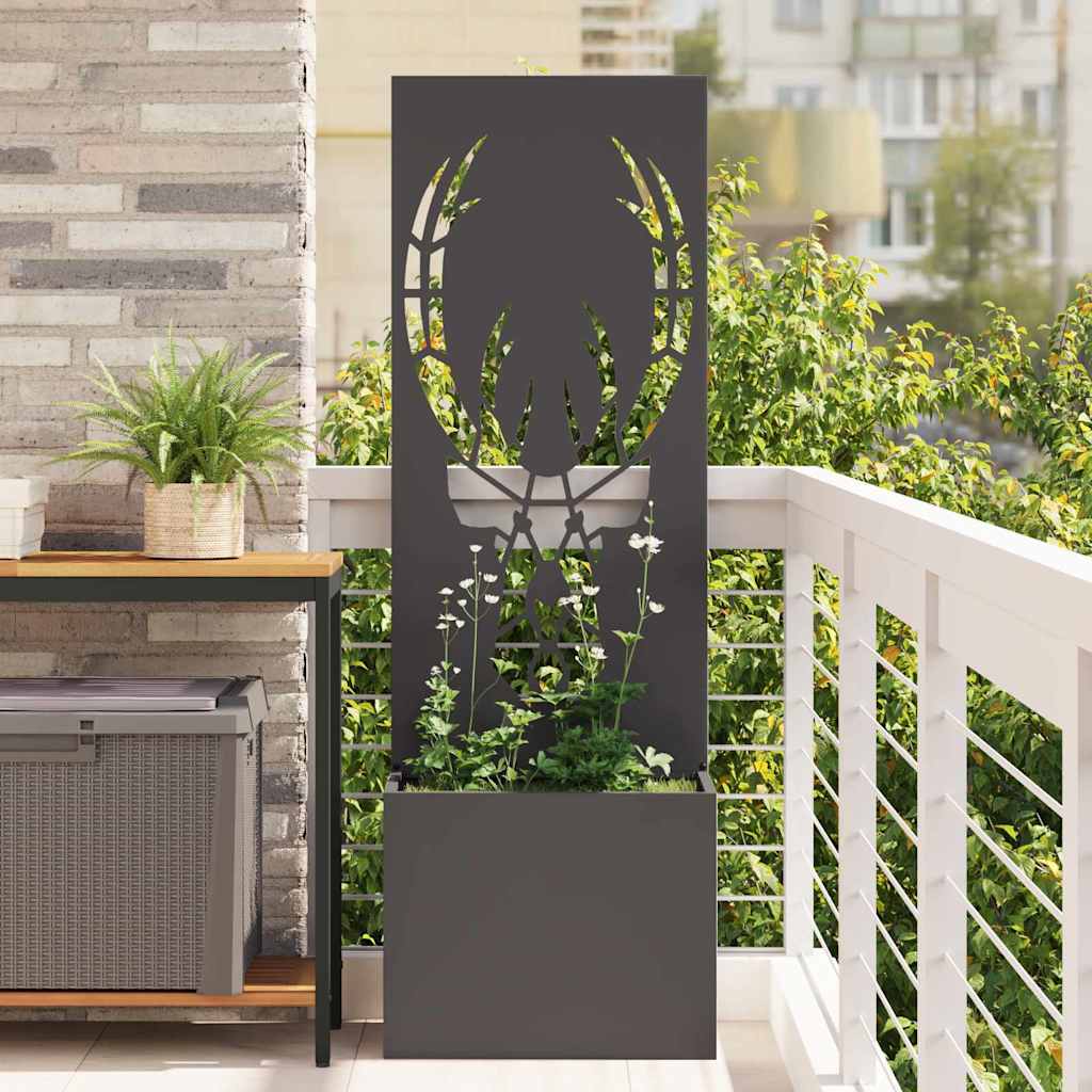 Vidaxxl Garten-Sichtschutz schwarz 50 x 140 cm kaltgewalzter Stahl