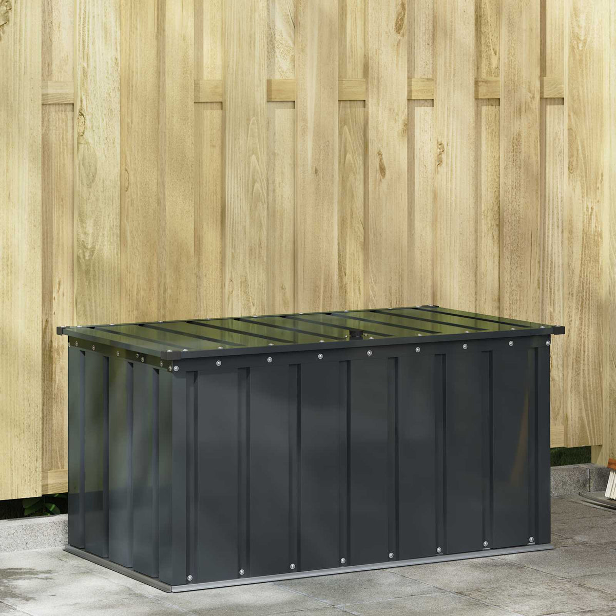 Vidaxxl Garten-Aufbewahrungsbox schwarz 101 x 56,5 x 50 cm Stahl