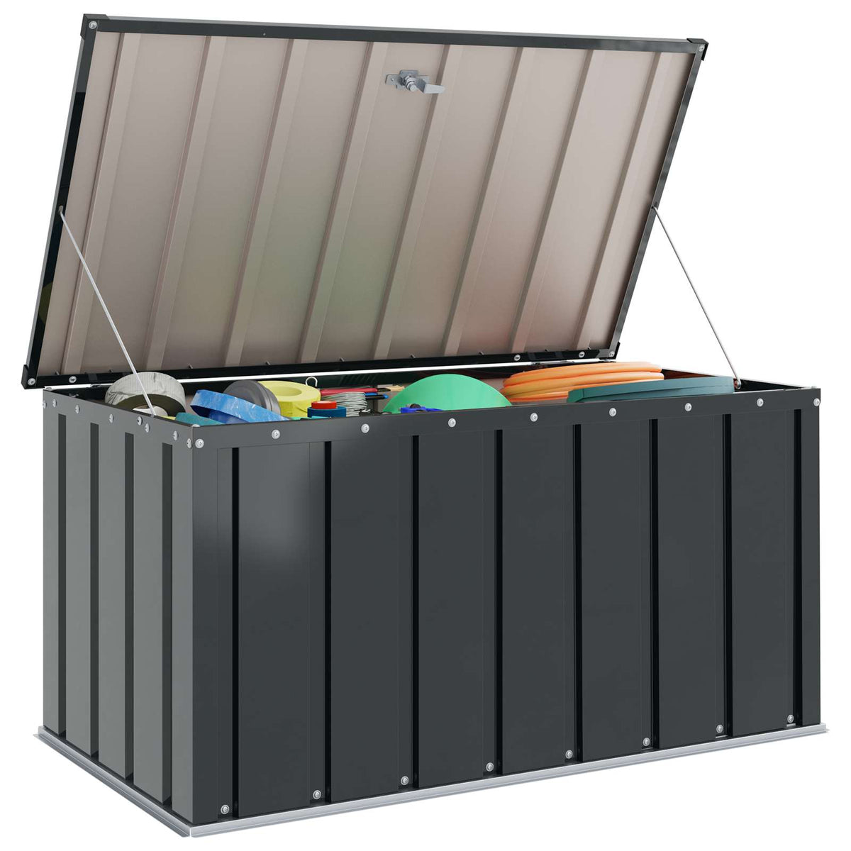 Vidaxxl Garten-Aufbewahrungsbox schwarz 101 x 56,5 x 50 cm Stahl