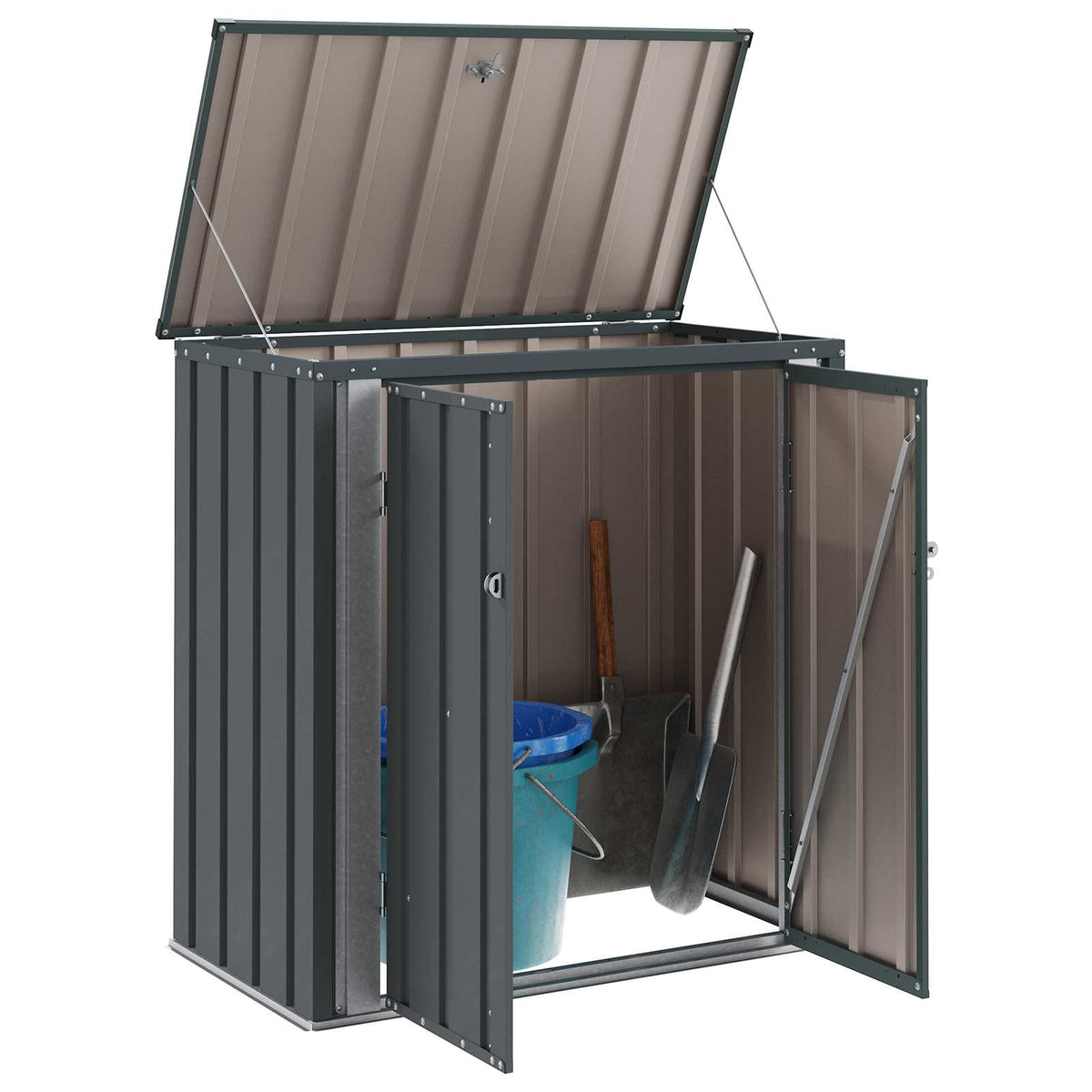 Vidaxxl Garten-Aufbewahrungsbox schwarz 101,5 x 57 x 100,5 cm Stahl