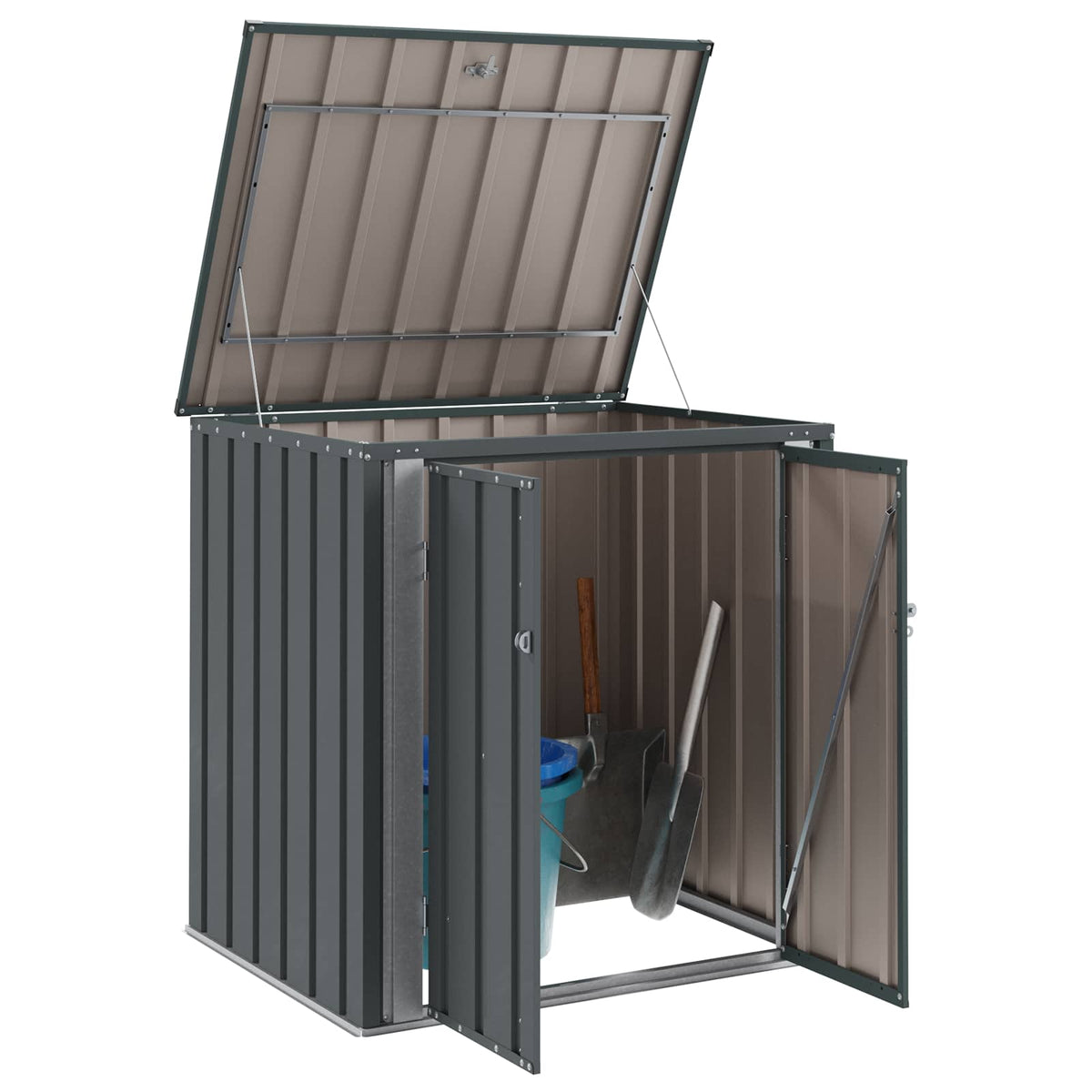 VidaXL Garten-Aufbewahrungsbox schwarz 101,5 x 82 x 100 cm Stahl