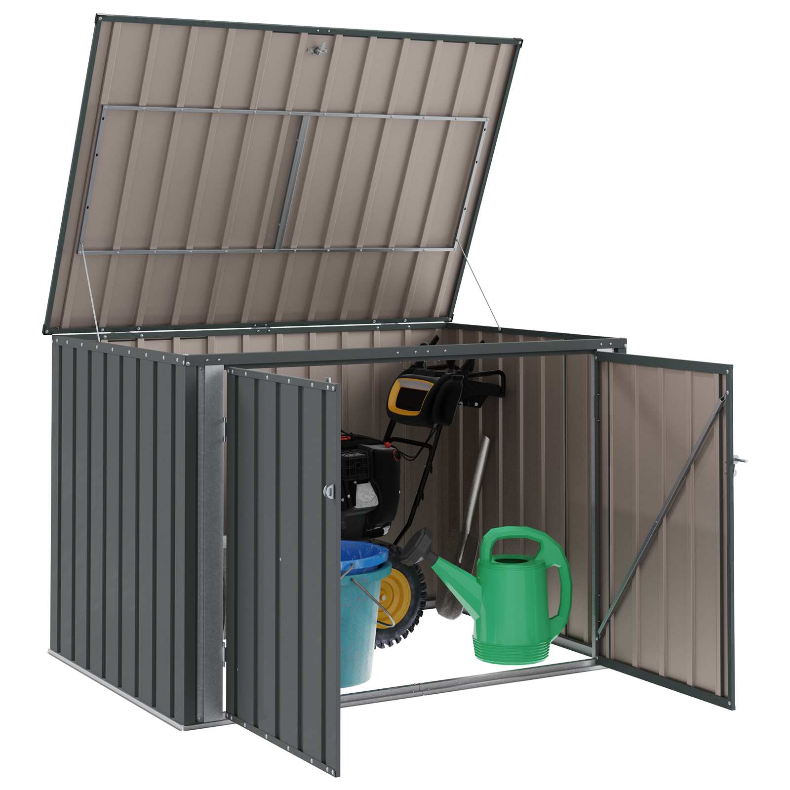 VidaXL Garten-Aufbewahrungsbox schwarz 151,5 x 107 x 100 cm Stahl
