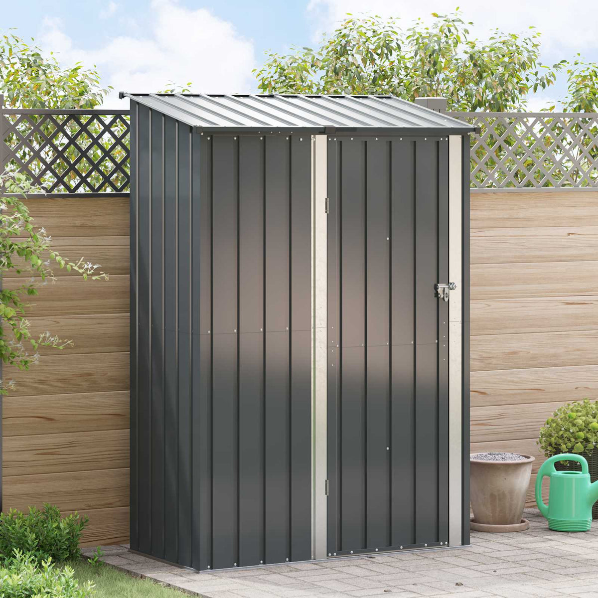 Vidaxl Gartenhaus Anthrazit 140,5 x 74 x 200 cm Metall