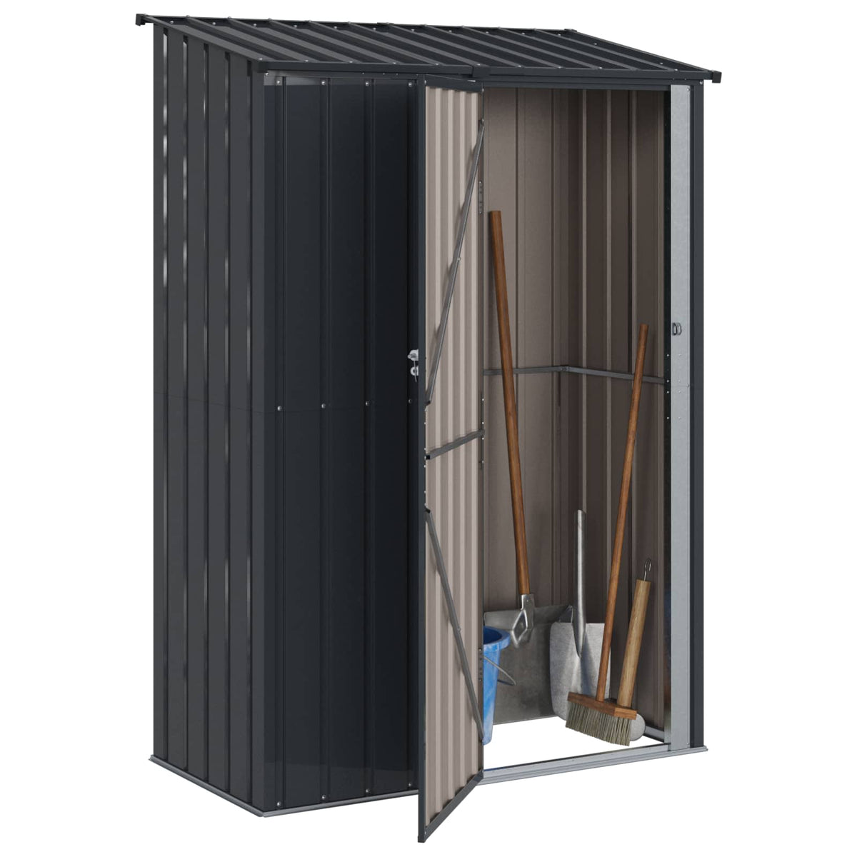 Vidaxl Gartenhaus Anthrazit 140,5 x 74 x 200 cm Metall