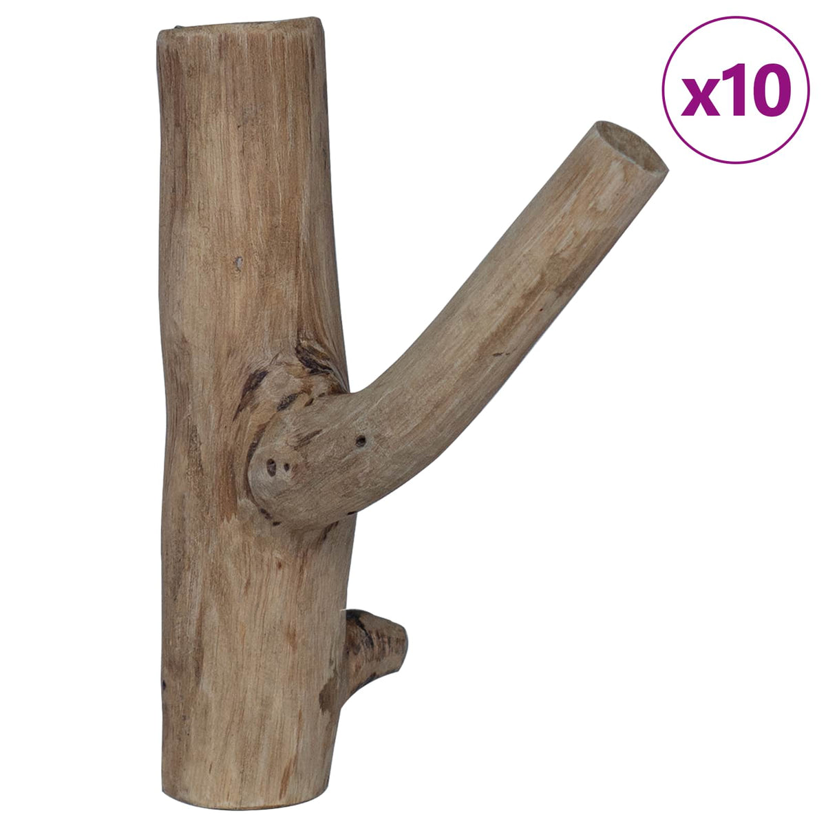 Vidaxxl Haken braun 4 x 4 x 14 cm massives Recyclingholz