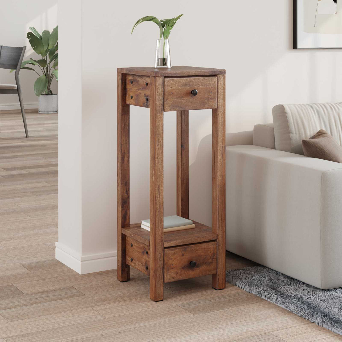 Vidaxx Pflanzenständer mit Schublade braun 30 x 30 x 80 cm Mahagoni