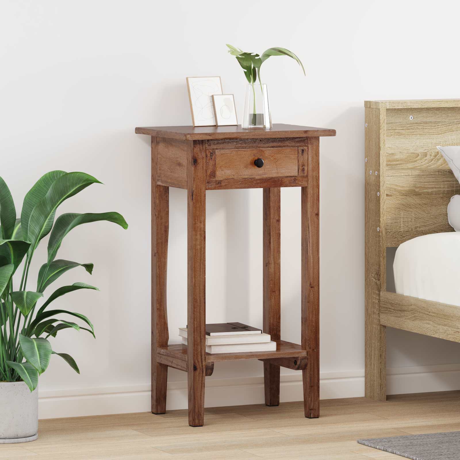 Vidaxx Pflanzenständer mit Schublade braun 34 x 25 x 52 cm Mahagoni