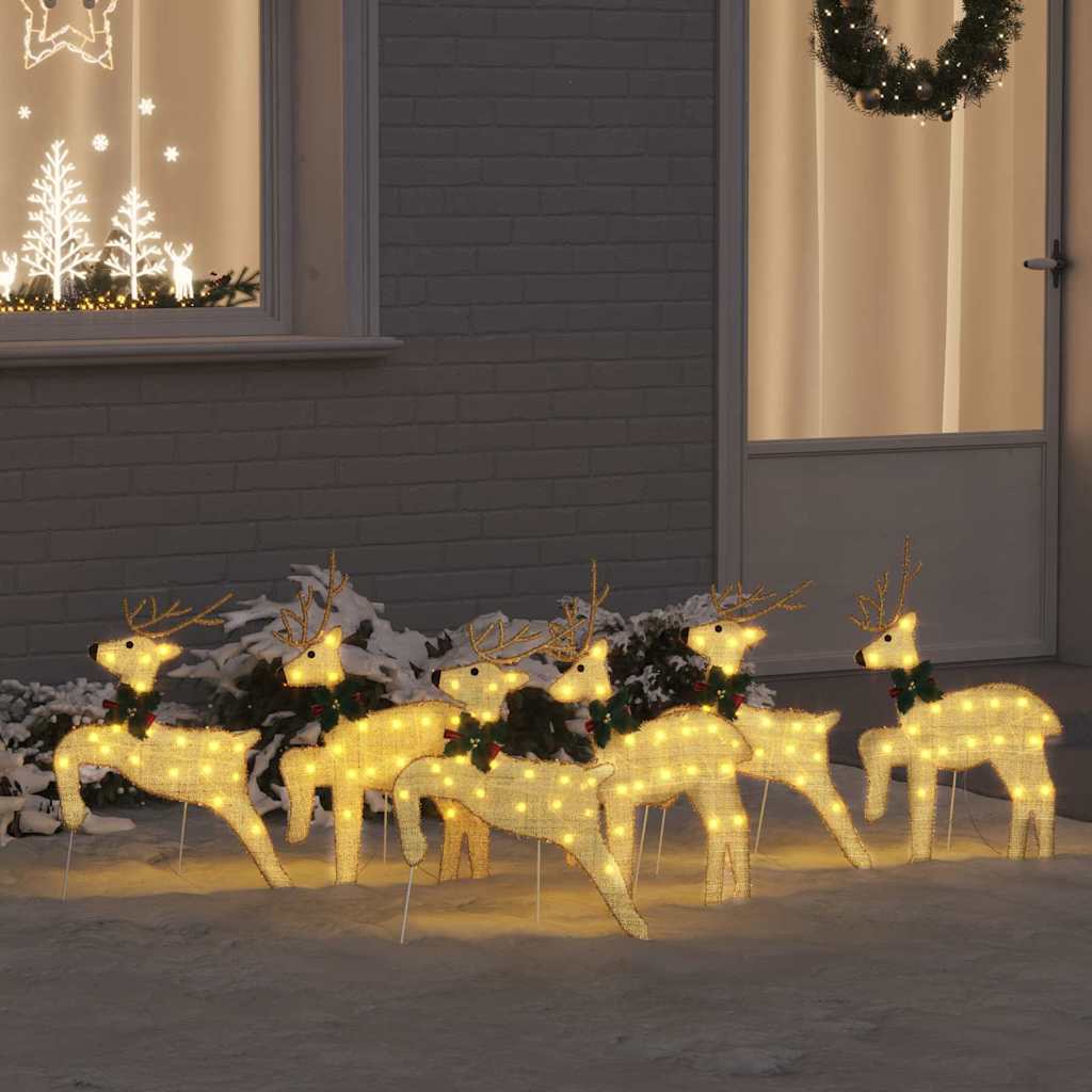 VidaXL LED Rentier 6 Stück Goldstaub